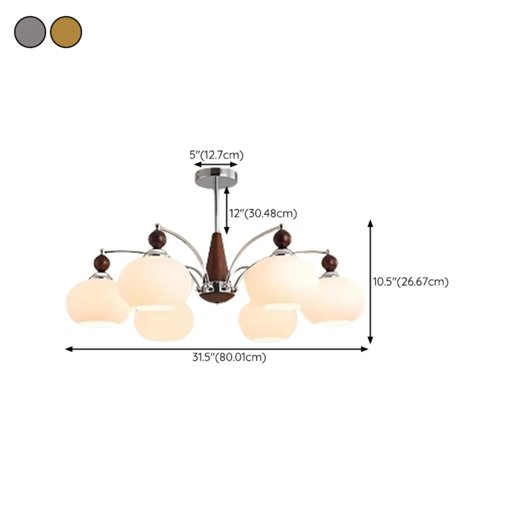 White Globe Chandelier with Glass Shades for Bedroom