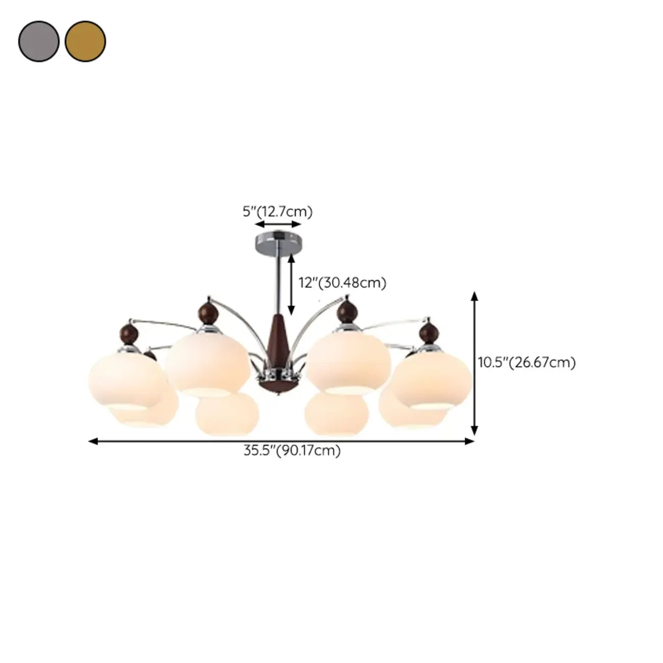 White Globe Chandelier with Glass Shades for Bedroom