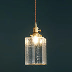 Modern Clear Glass Cuboid Hanging Pendant Light for Living Room