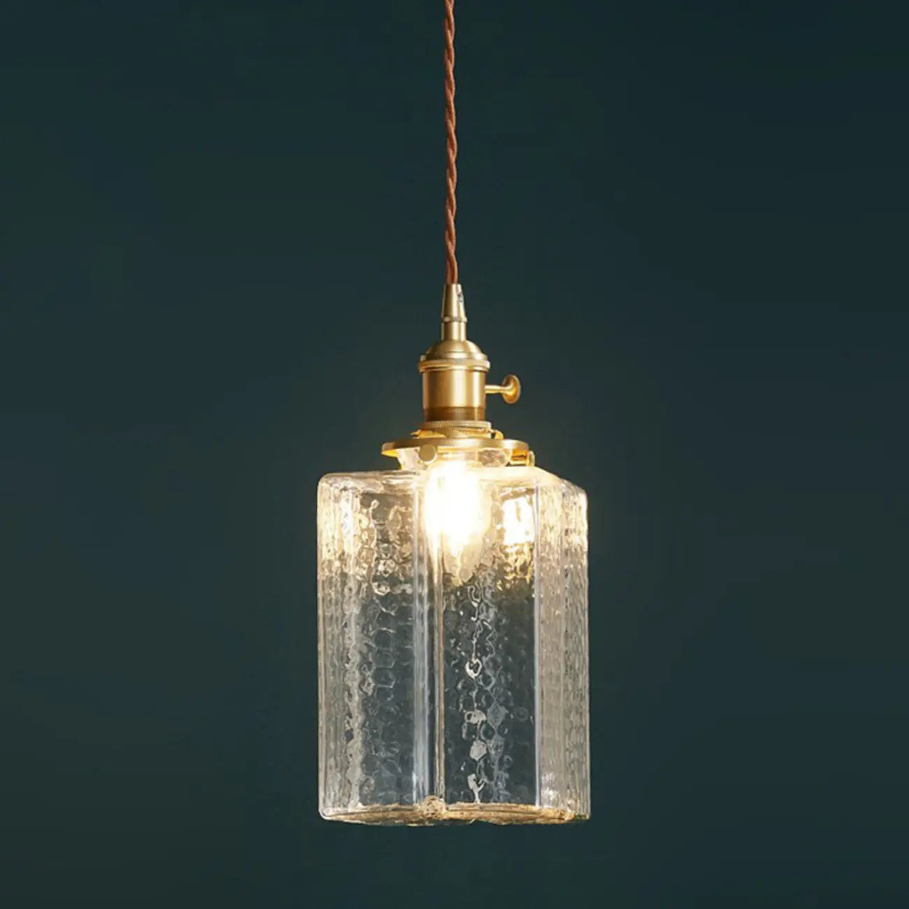 Modern Clear Glass Cuboid Hanging Pendant Light for Living Room