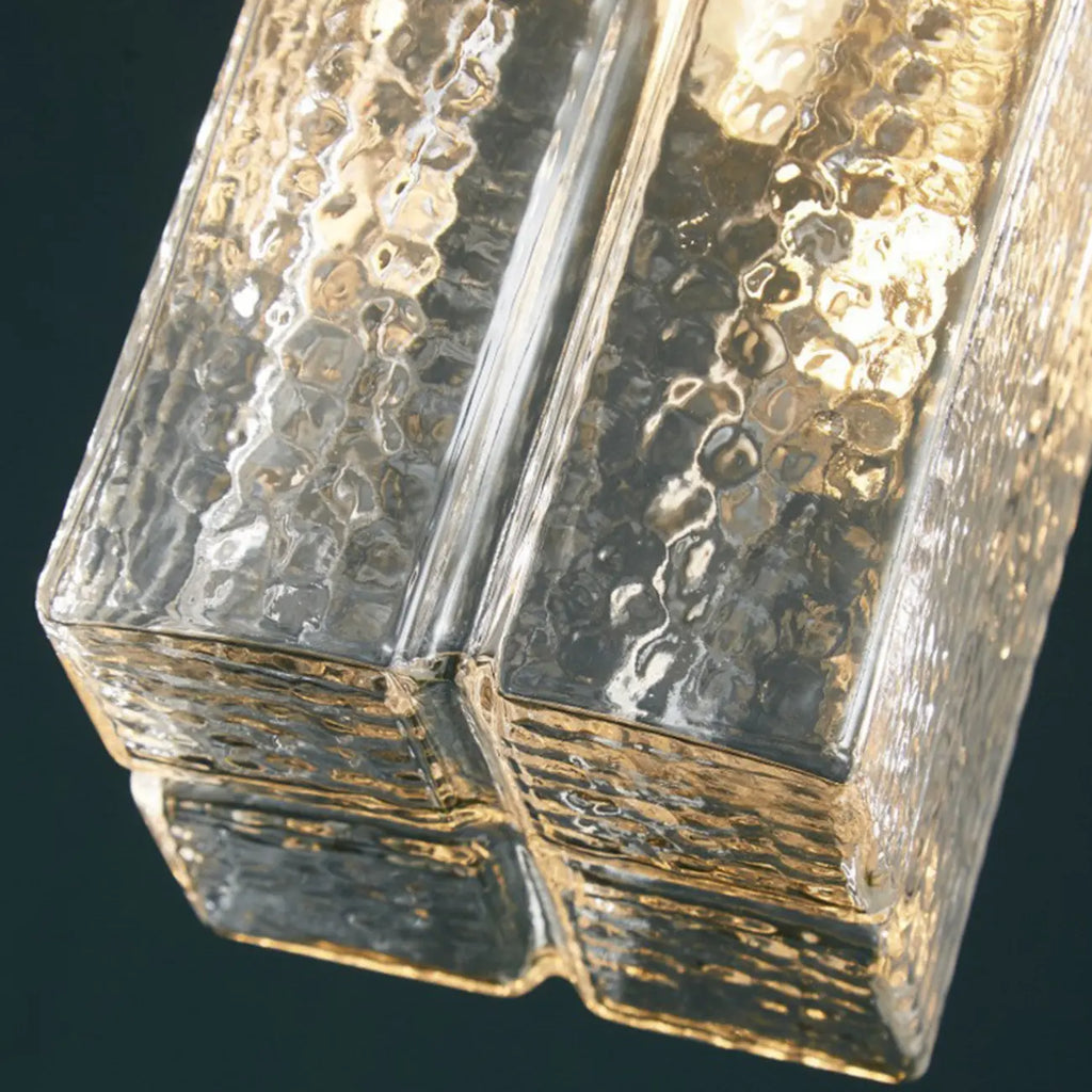 Modern Clear Glass Cuboid Hanging Pendant Light for Living Room