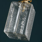 Modern Clear Glass Cuboid Hanging Pendant Light for Living Room