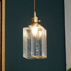 Modern Clear Glass Cuboid Hanging Pendant Light for Living Room