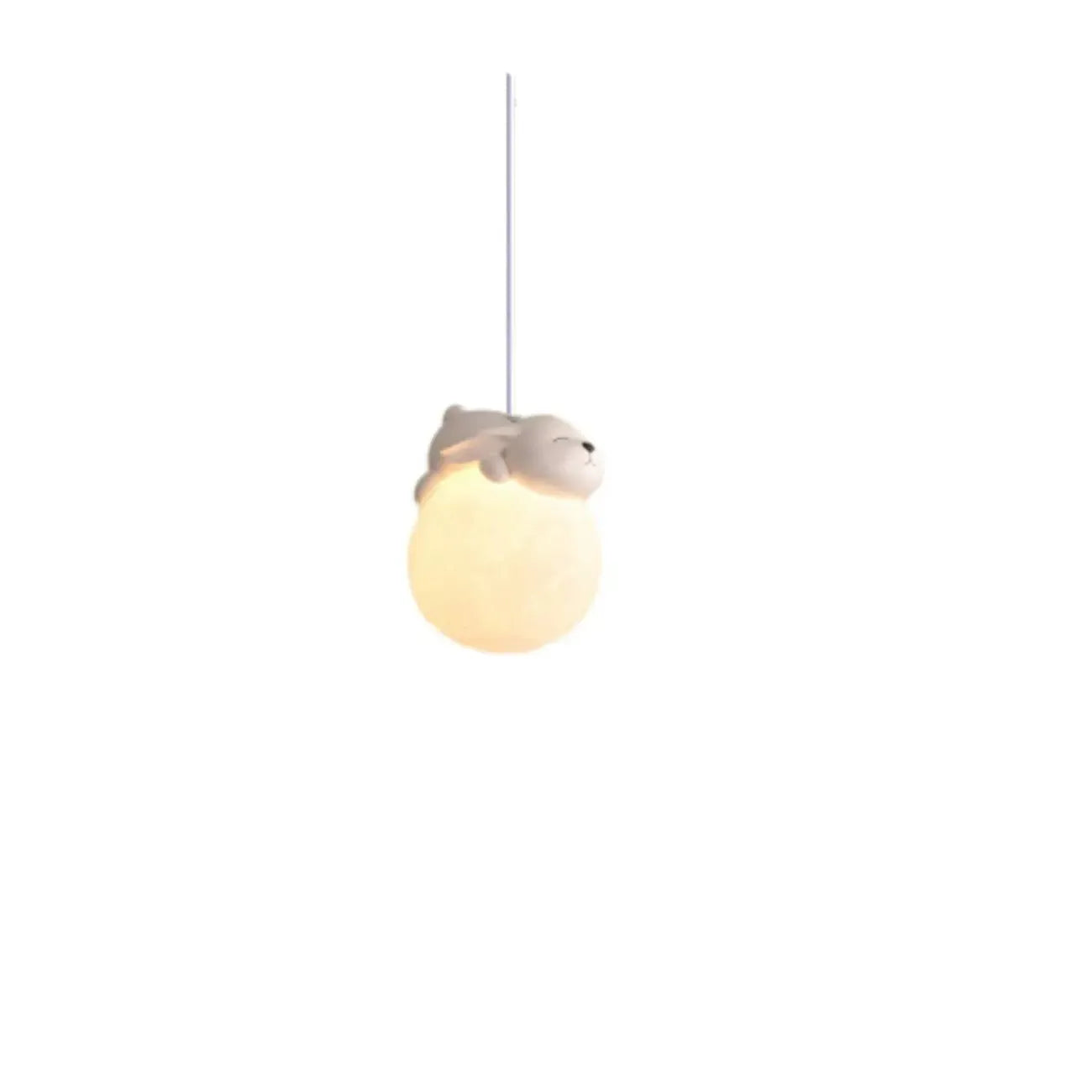 Kids Dimmable 3D Moon Pendant Light with Rabbit for Bedroom