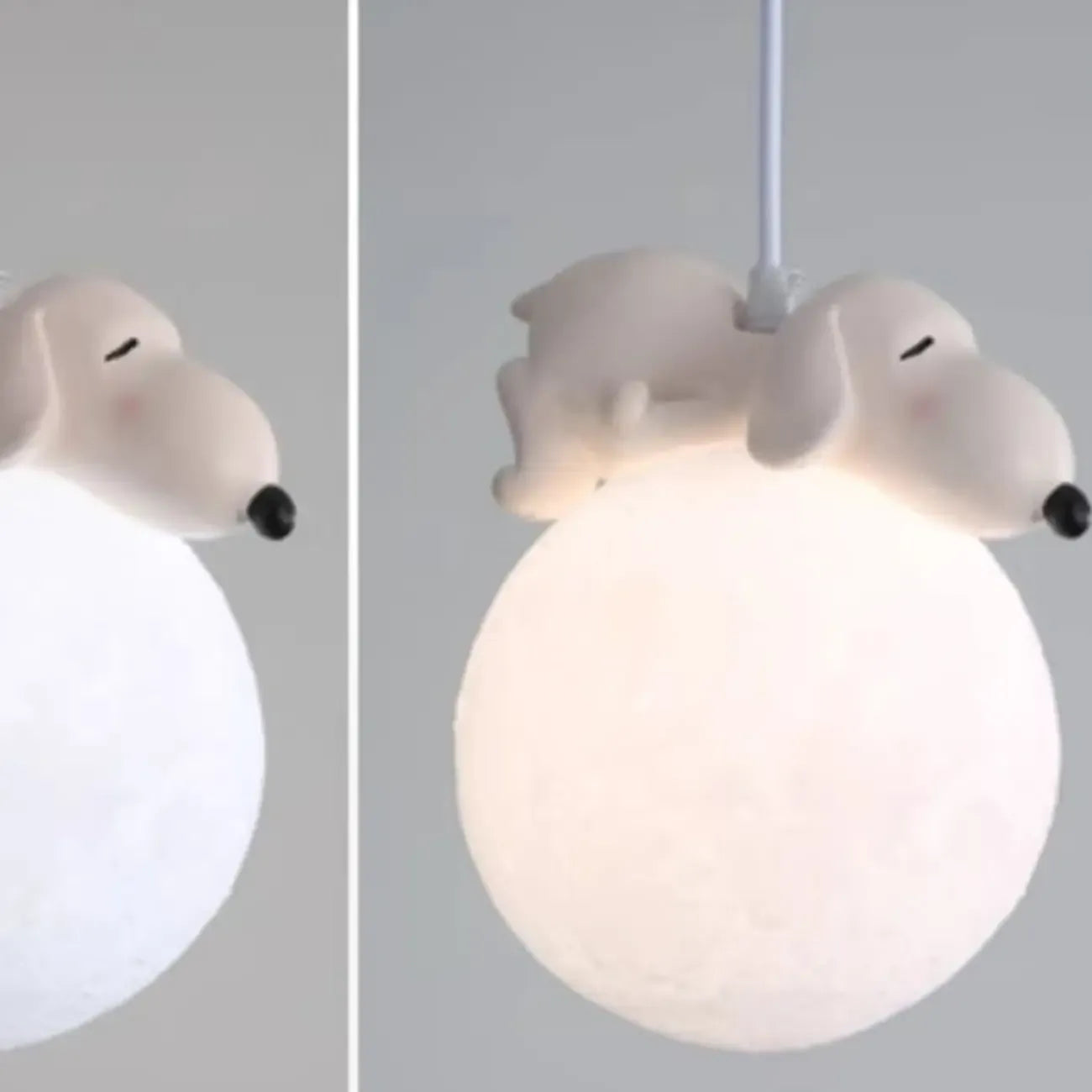 Kids Dimmable 3D Moon Pendant Light with Rabbit for Bedroom