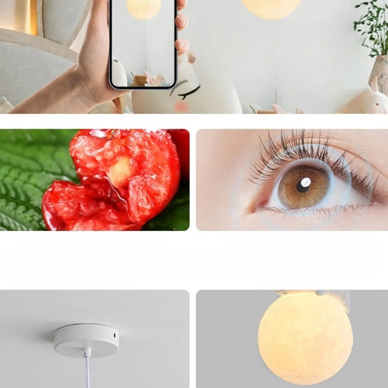 Kids Dimmable 3D Moon Pendant Light with Rabbit for Bedroom