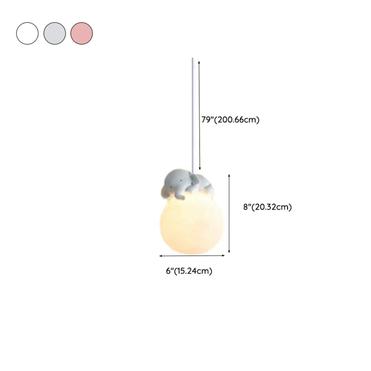 Kids Dimmable 3D Moon Pendant Light with Rabbit for Bedroom