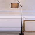 Black Traditional Floor Lamp with White Pleated Fabric Shade