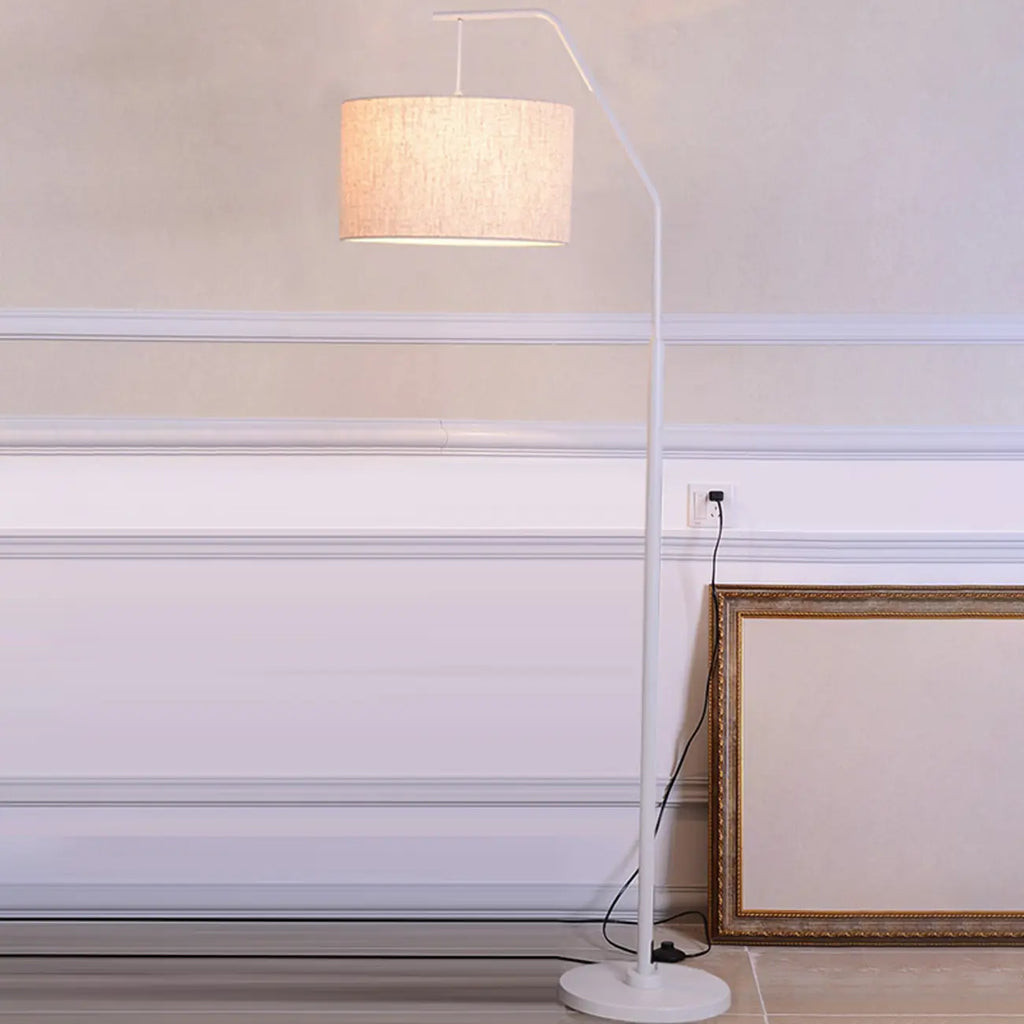 Black Traditional Floor Lamp with White Pleated Fabric Shade