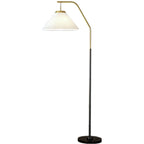 Black Traditional Floor Lamp with White Pleated Fabric Shade