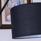 Black Traditional Floor Lamp with White Pleated Fabric Shade