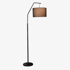Black Traditional Floor Lamp with White Pleated Fabric Shade