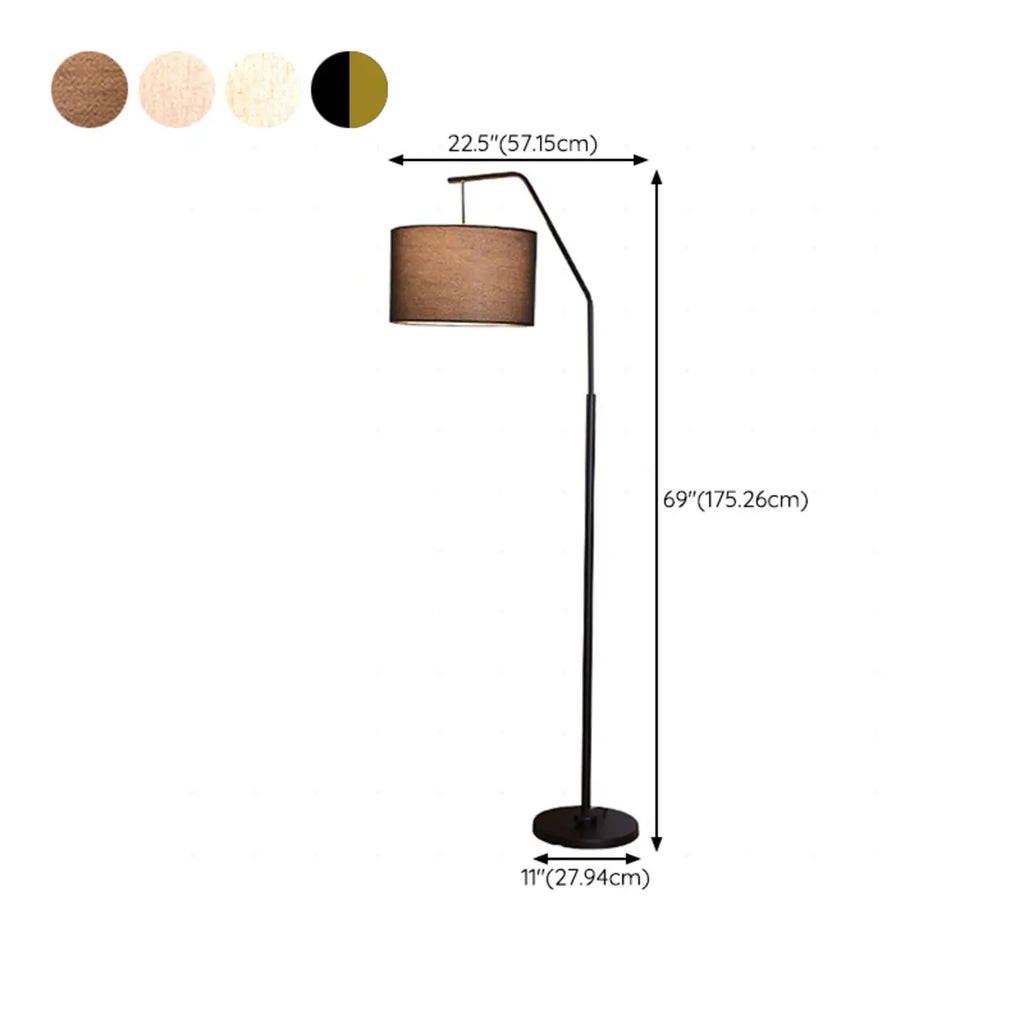 Black Traditional Floor Lamp with White Pleated Fabric Shade
