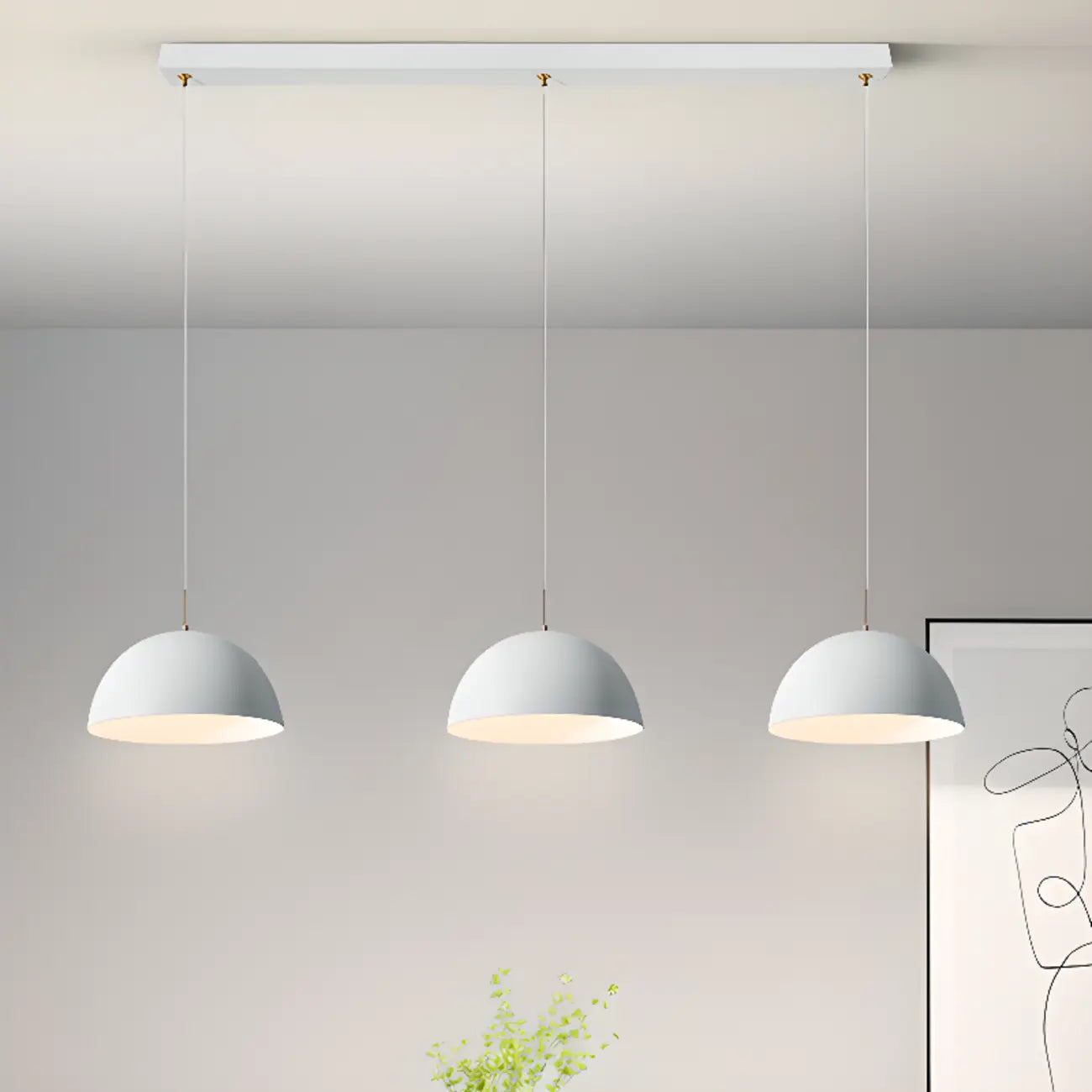 Nordic White Dome Metal Pendant Lamp for Dining Room