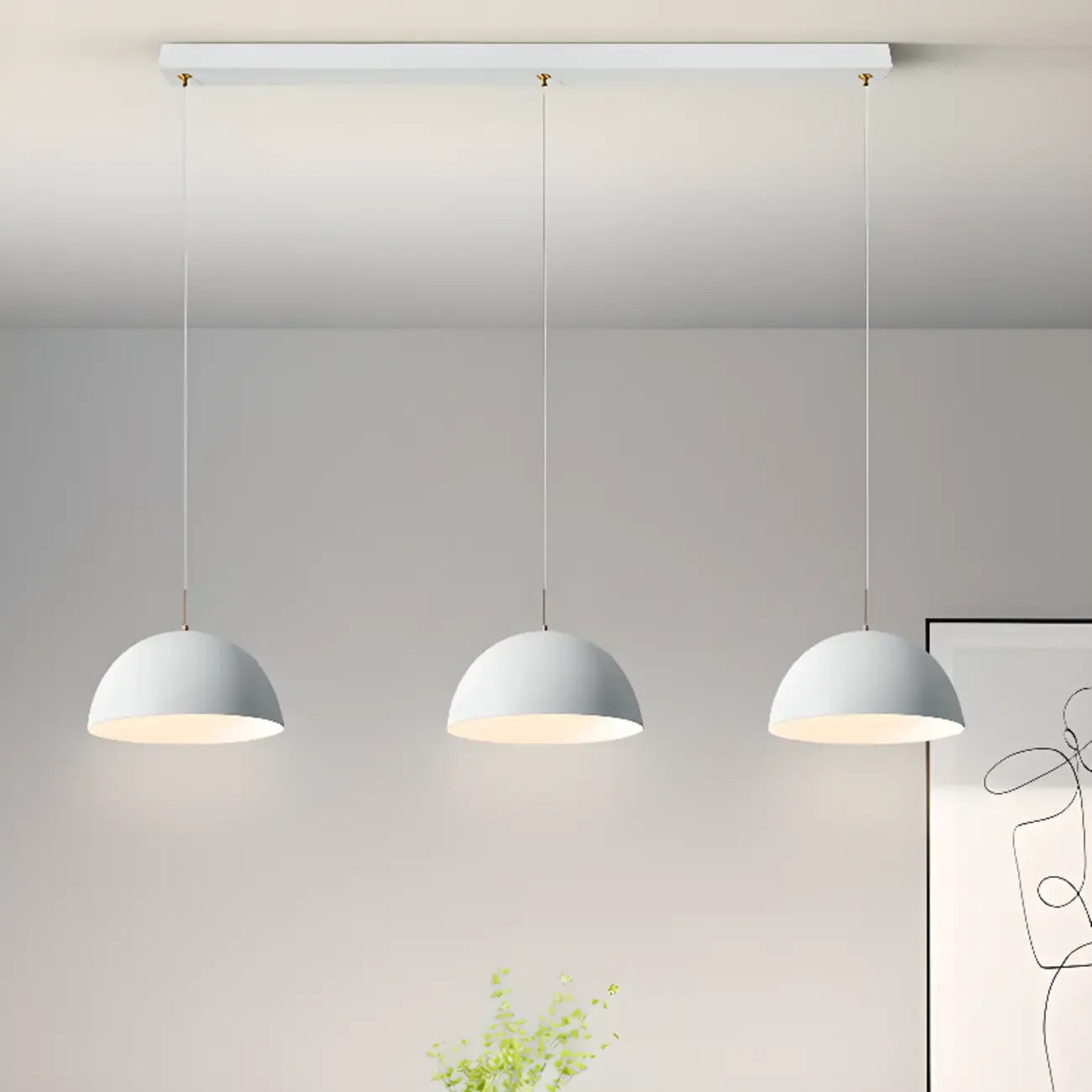 Nordic White Dome Metal Pendant Lamp for Dining Room