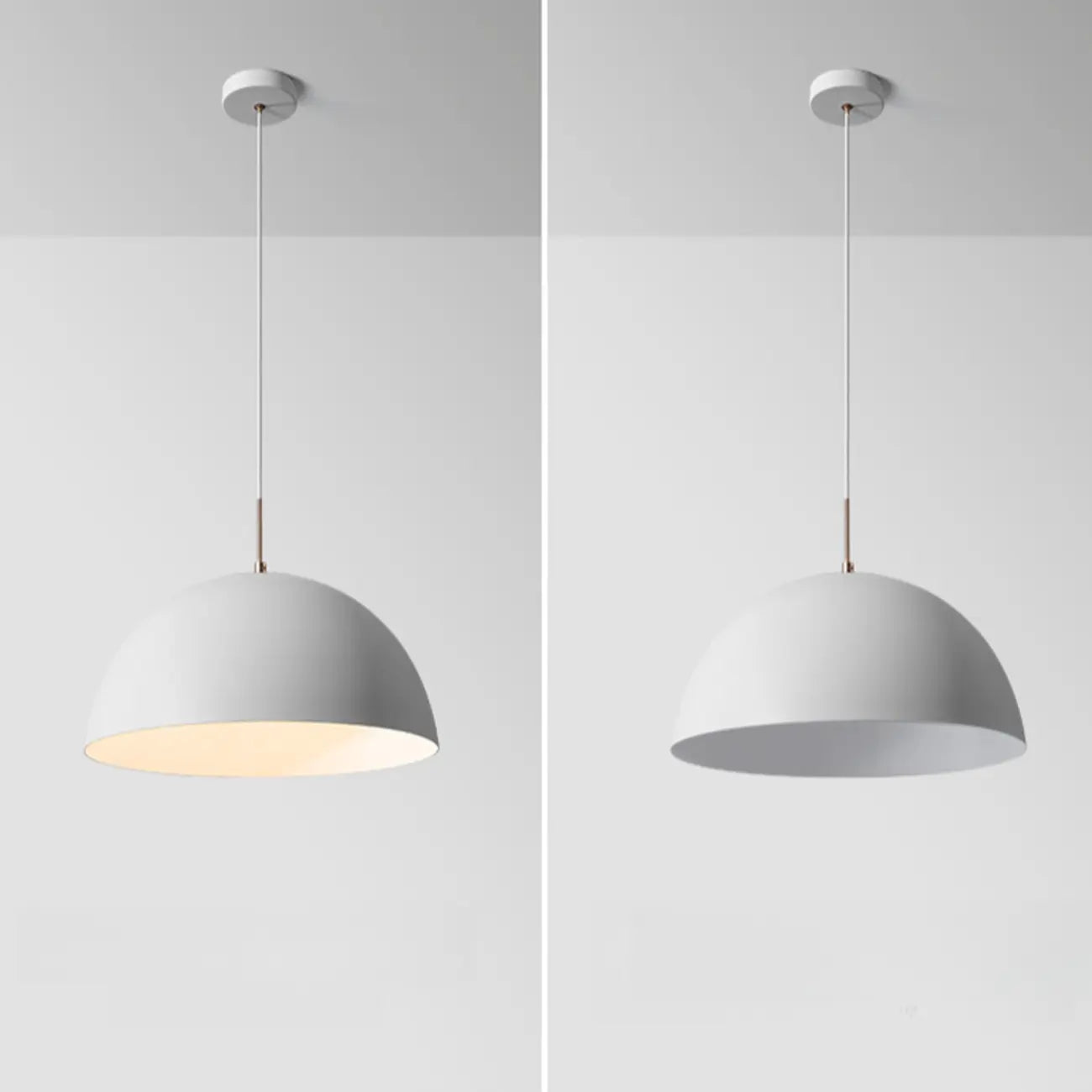 Nordic White Dome Metal Pendant Lamp for Dining Room
