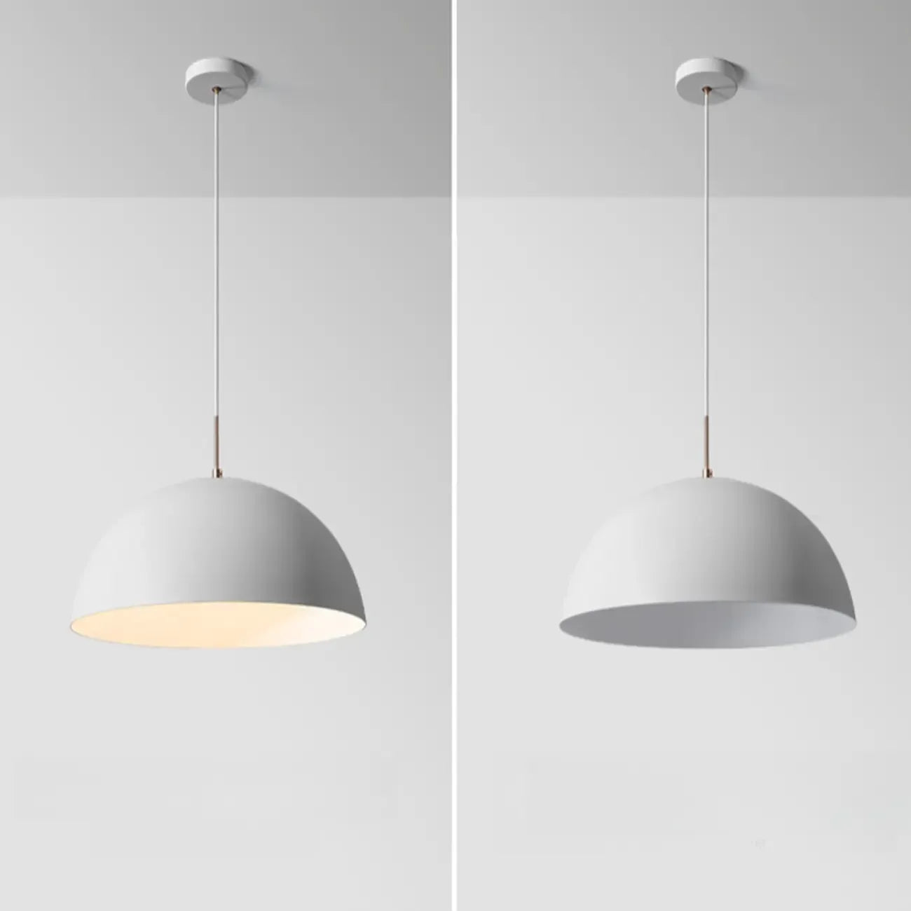 Nordic White Dome Metal Pendant Lamp for Dining Room
