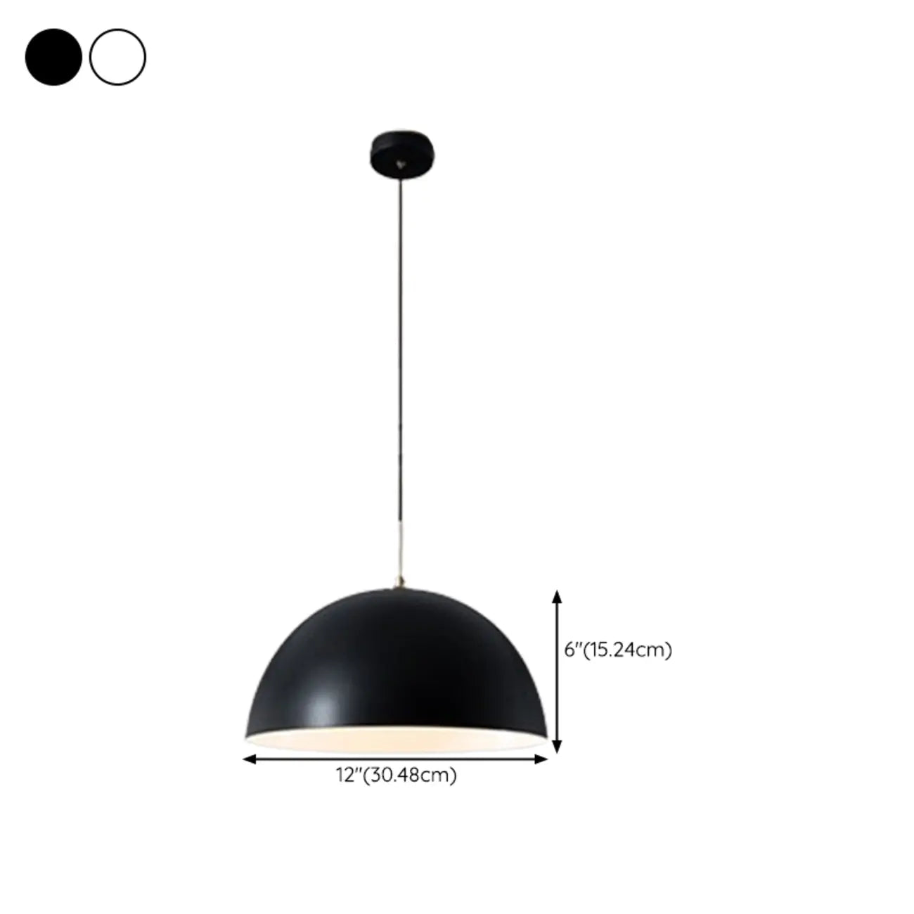 Nordic White Dome Metal Pendant Lamp for Dining Room