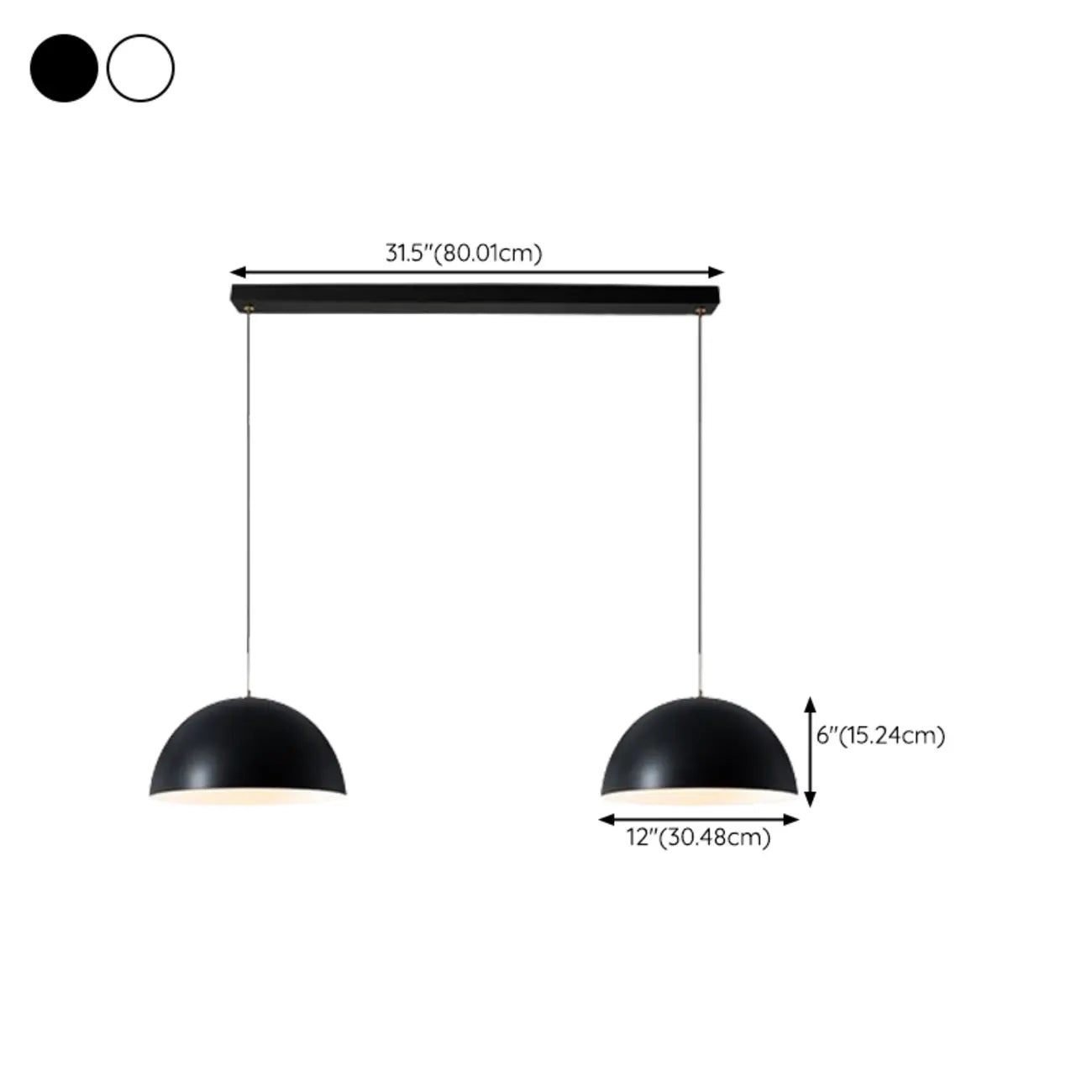 Nordic White Dome Metal Pendant Lamp for Dining Room