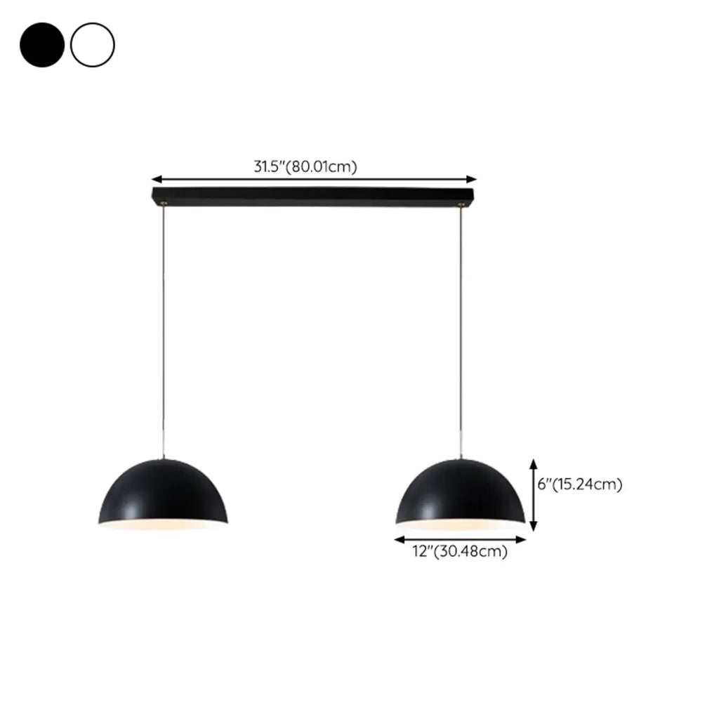 Nordic White Dome Metal Pendant Lamp for Dining Room