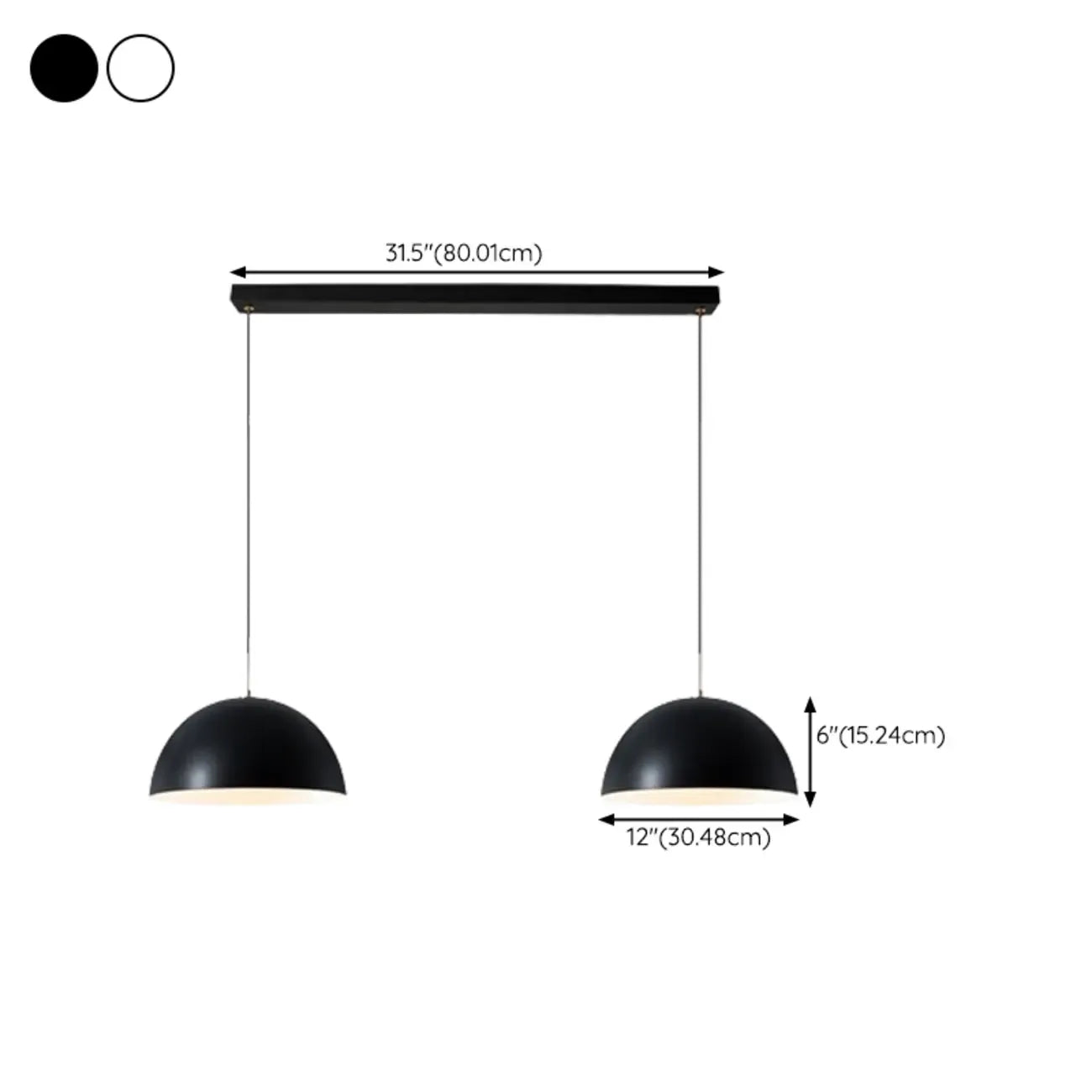 Nordic White Dome Metal Pendant Lamp for Dining Room