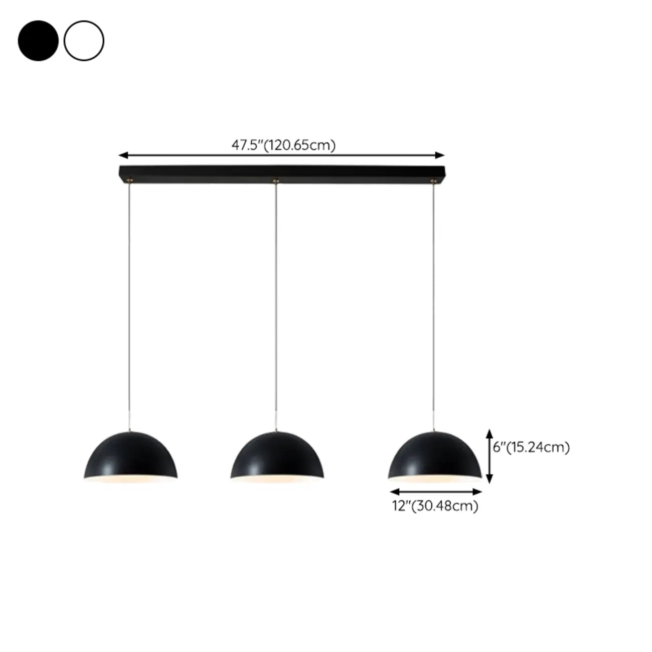 Nordic White Dome Metal Pendant Lamp for Dining Room