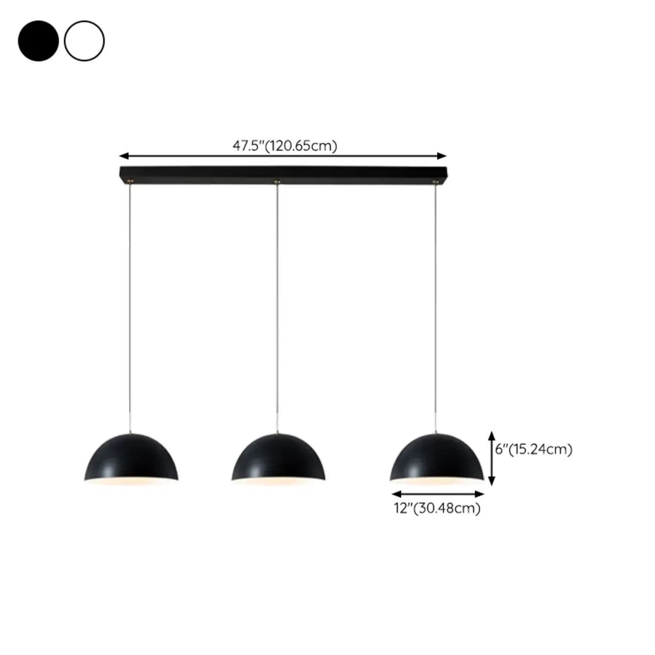 Nordic White Dome Metal Pendant Lamp for Dining Room