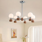 Modern Style White Globe Chandelier with Metal Frame