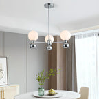 Modern Style White Globe Chandelier with Metal Frame