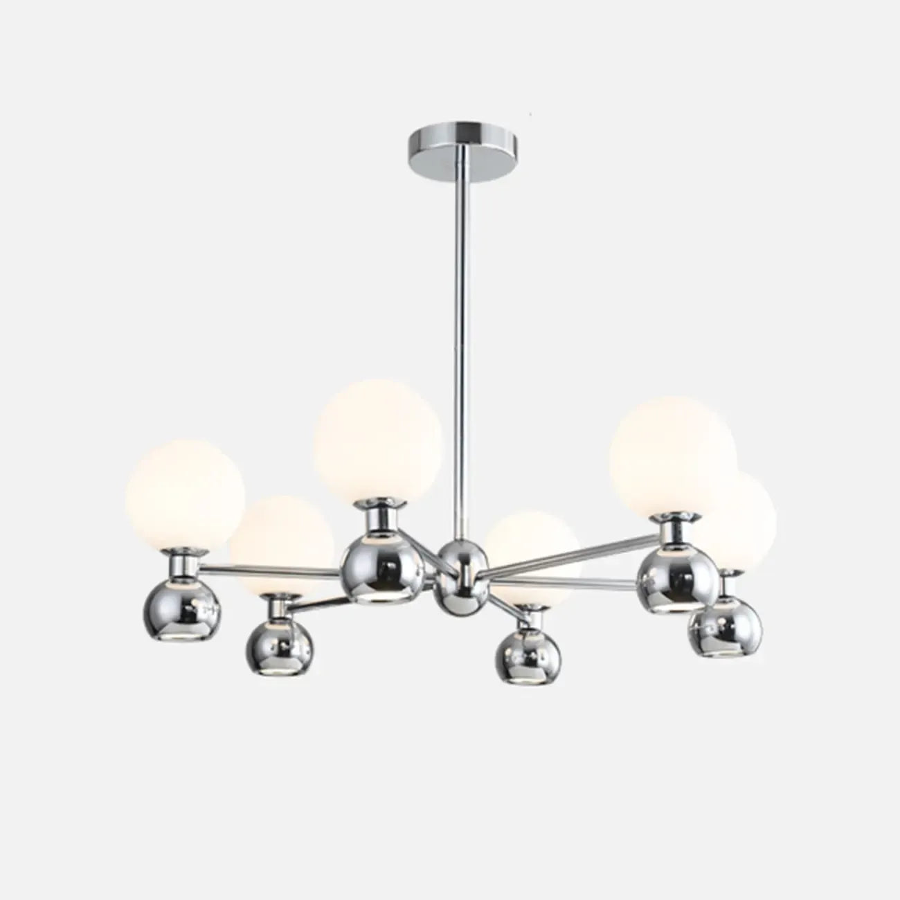 Modern Style White Globe Chandelier with Metal Frame