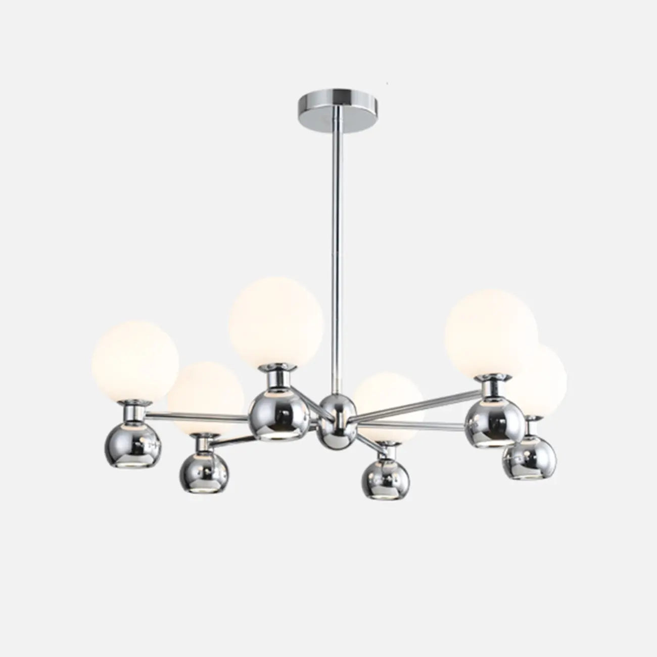 Modern Style White Globe Chandelier with Metal Frame