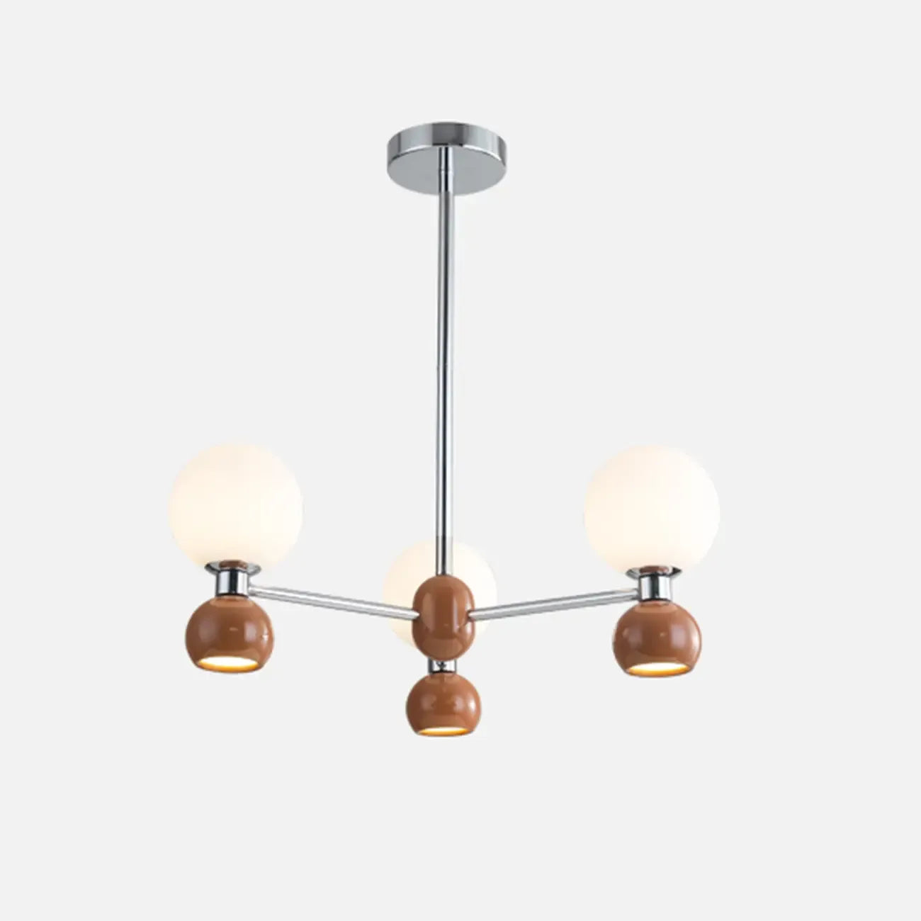 Modern Style White Globe Chandelier with Metal Frame