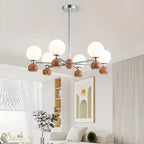 Modern Style White Globe Chandelier with Metal Frame