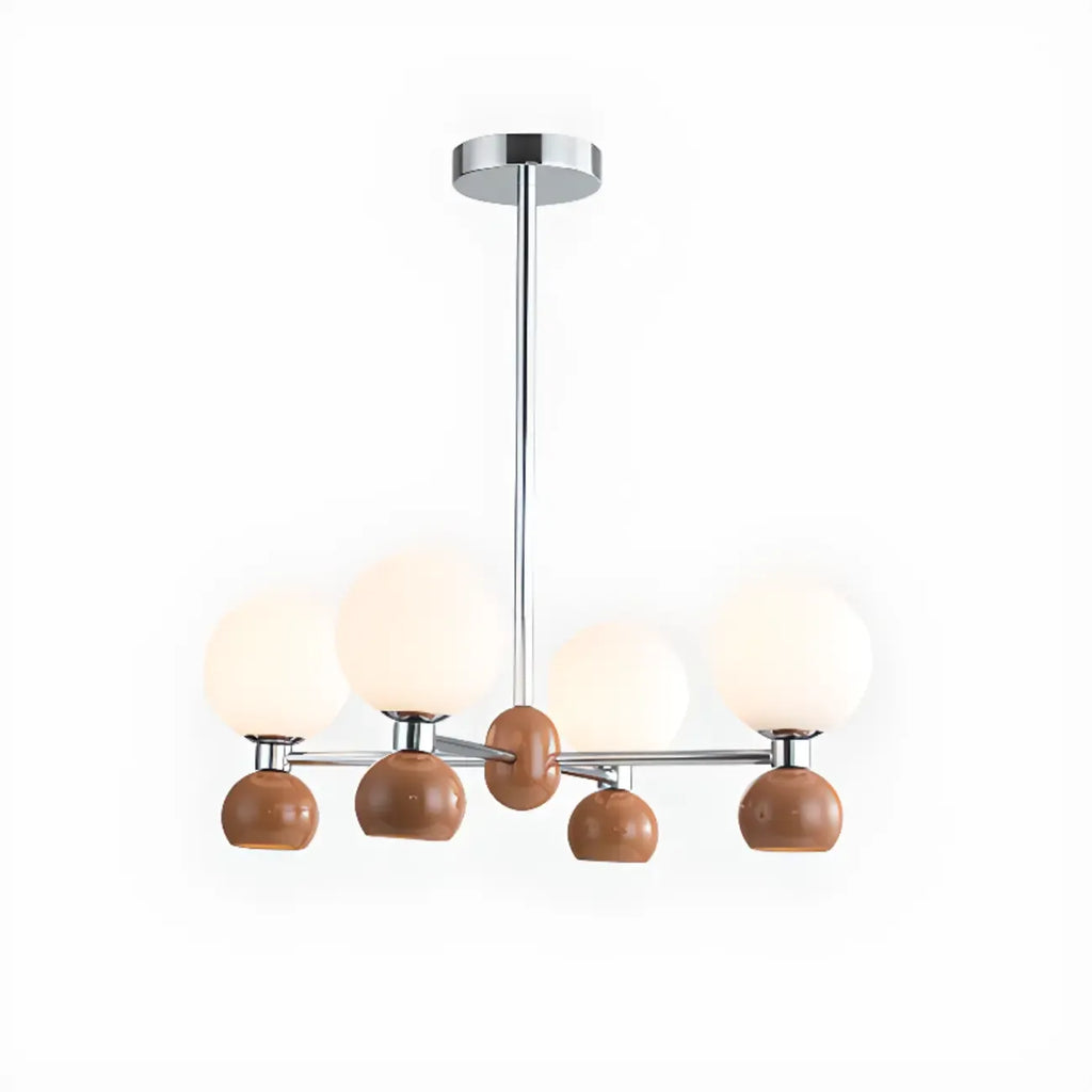 Modern Style White Globe Chandelier with Metal Frame