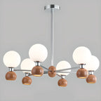 Modern Style White Globe Chandelier with Metal Frame