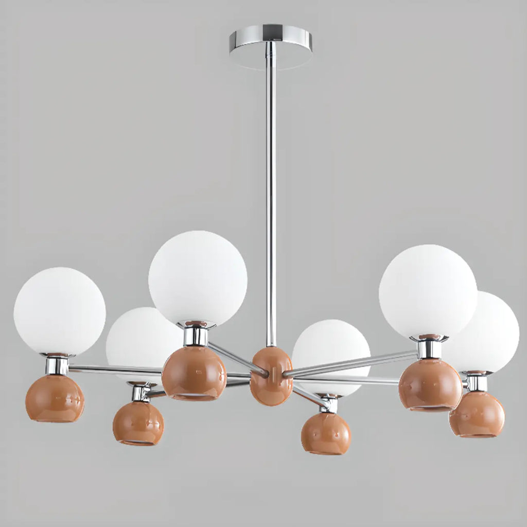 Modern Style White Globe Chandelier with Metal Frame