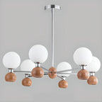 Modern Style White Globe Chandelier with Metal Frame