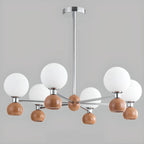 Modern Style White Globe Chandelier with Metal Frame