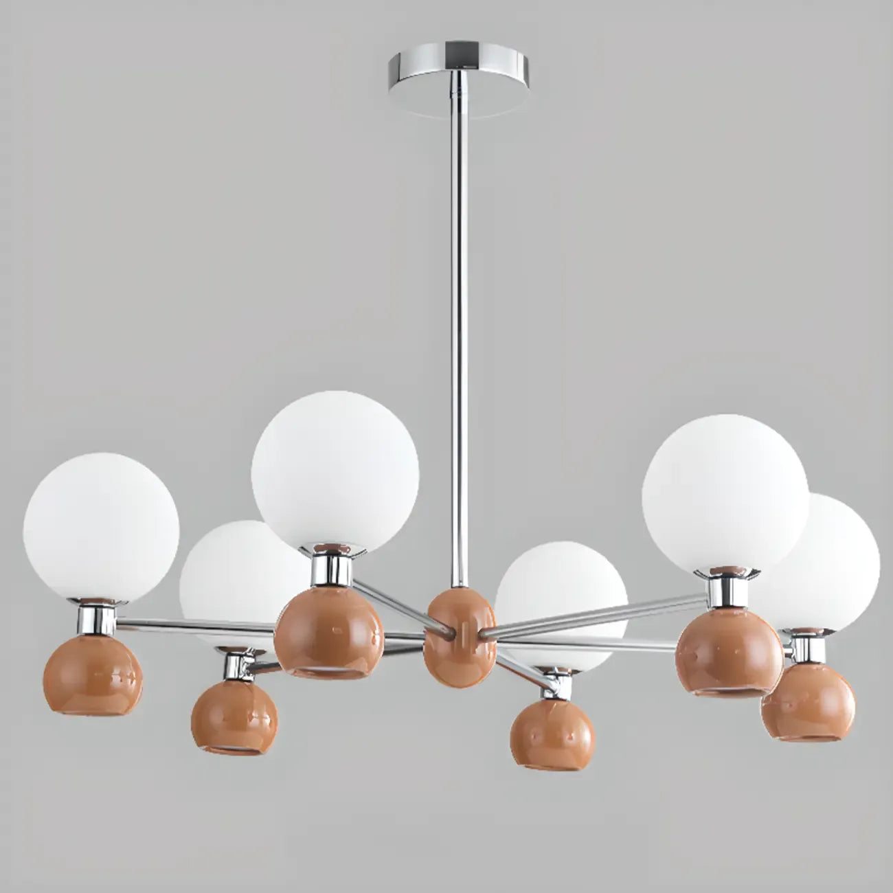 Modern Style White Globe Chandelier with Metal Frame