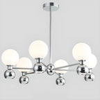 Modern Style White Globe Chandelier with Metal Frame