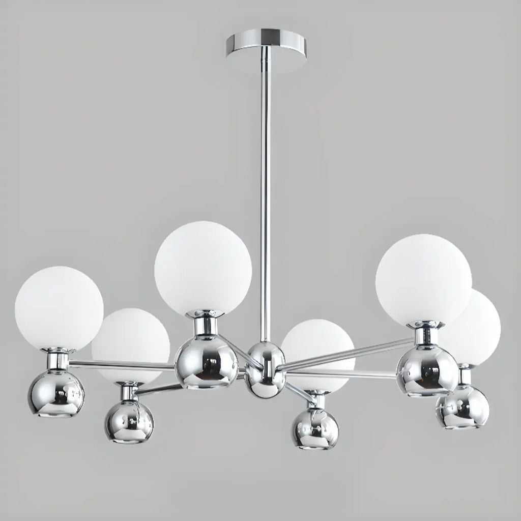 Modern Style White Globe Chandelier with Metal Frame