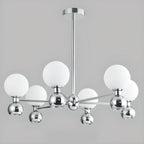 Modern Style White Globe Chandelier with Metal Frame