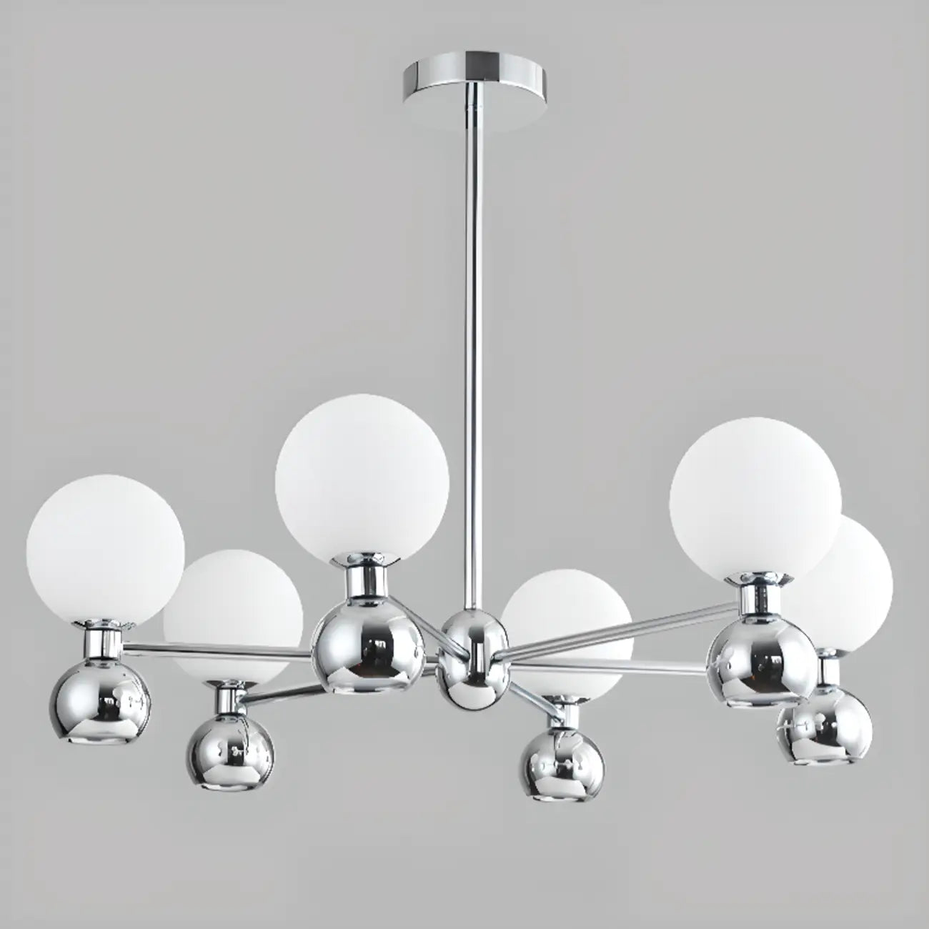 Modern Style White Globe Chandelier with Metal Frame