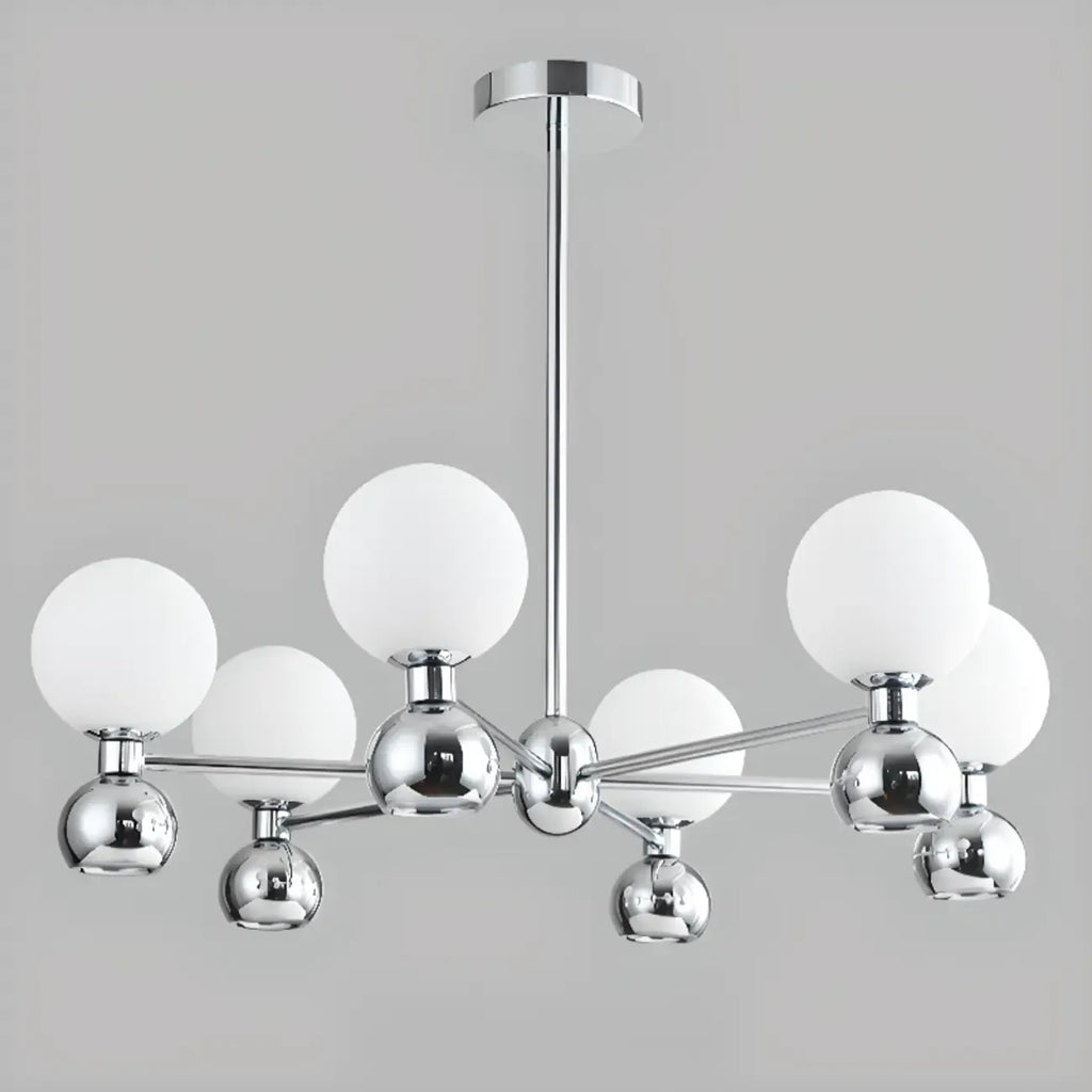 Modern Style White Globe Chandelier with Metal Frame