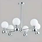 Modern Style White Globe Chandelier with Metal Frame