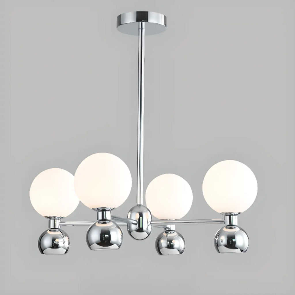Modern Style White Globe Chandelier with Metal Frame