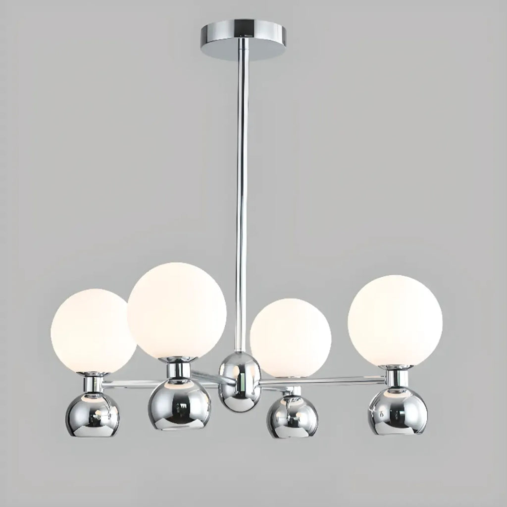 Modern Style White Globe Chandelier with Metal Frame