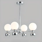 Modern Style White Globe Chandelier with Metal Frame
