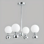 Modern Style White Globe Chandelier with Metal Frame