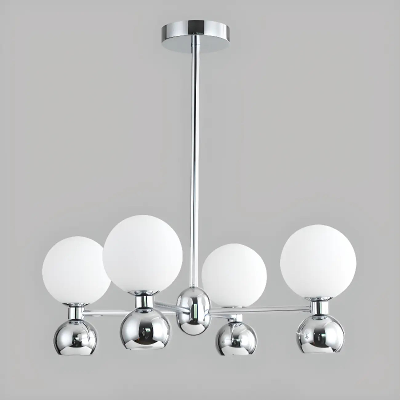 Modern Style White Globe Chandelier with Metal Frame